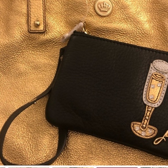 Juicy Couture Gold Cowhide Tote w/ Reversible Python Print - Picture 5 of 11
